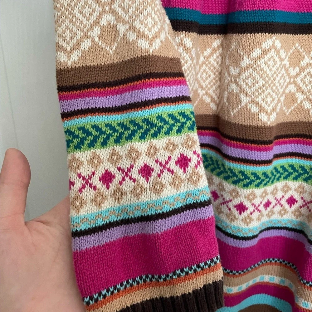 GAP Kids Girls L (10) Chunky Knit Multicolor Striped Sweater Dress 100% Cotton